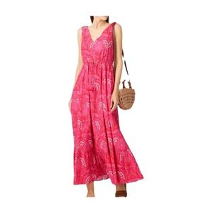 Figue Women's Sleeveless Pink Indira Maxi Dress Cotton V-Neck Women's Size Small